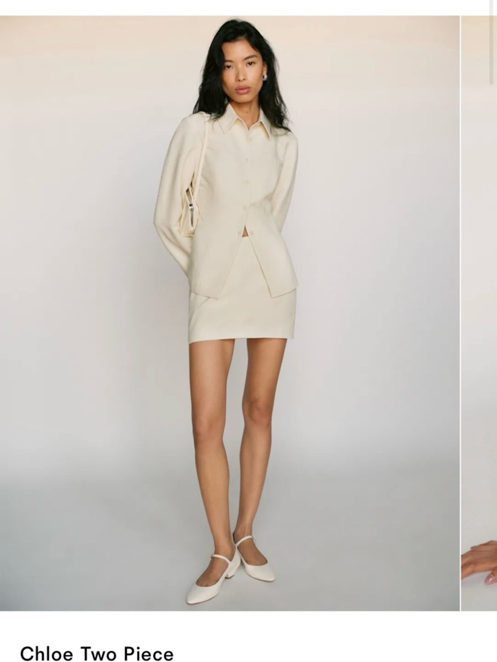 Reformation Chloe Two-Piece Cream Skirt Set